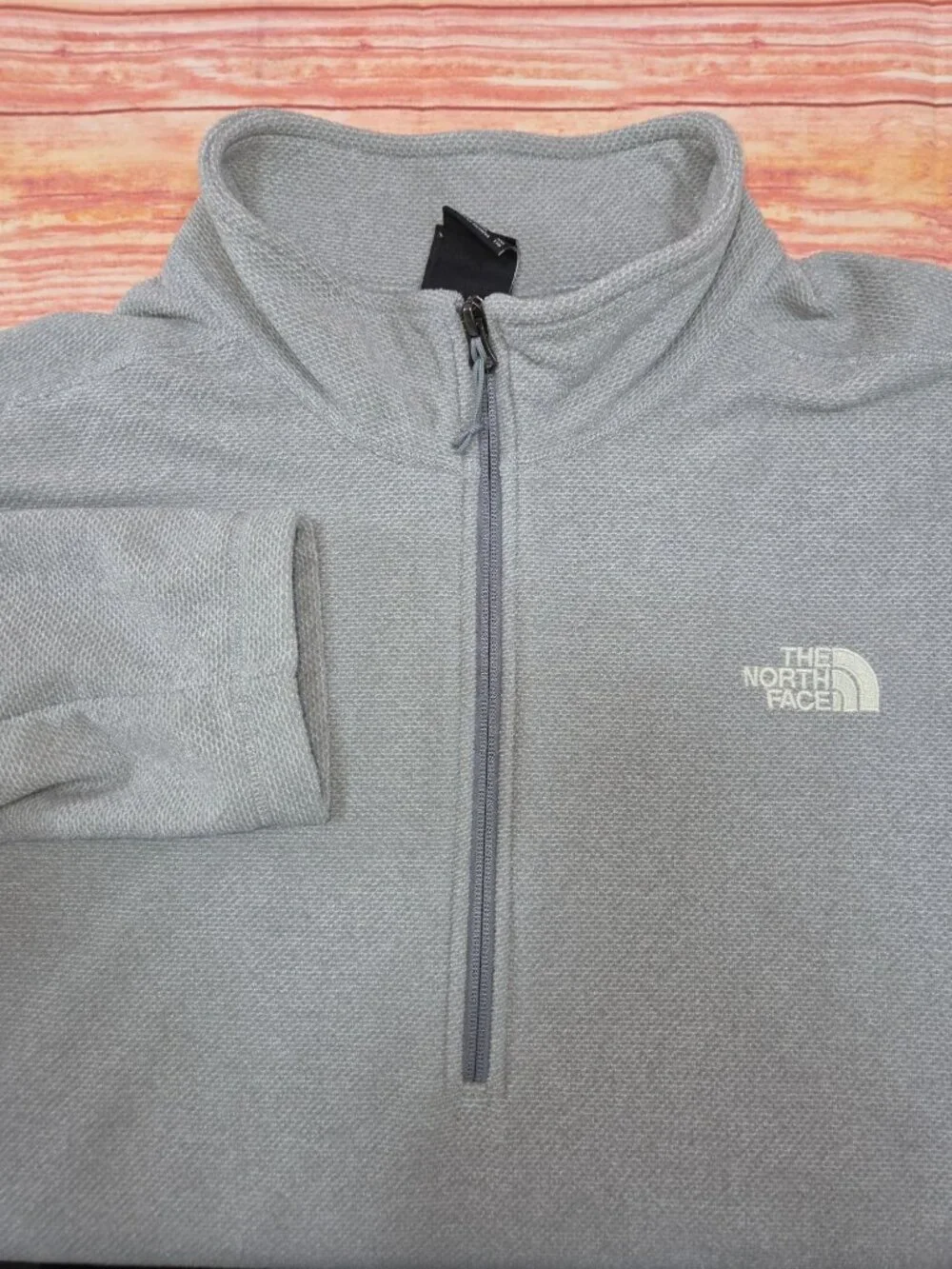 The North Face Gray Textured Fleece 1/4 Zip Jacket Size XXL